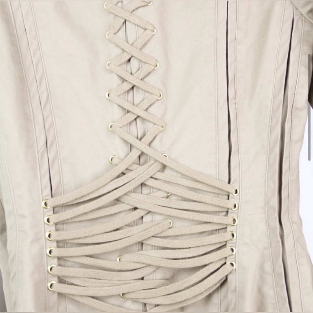 Topshop corset steampunk lace up trench coat 4 XS - Picture 9 of 13